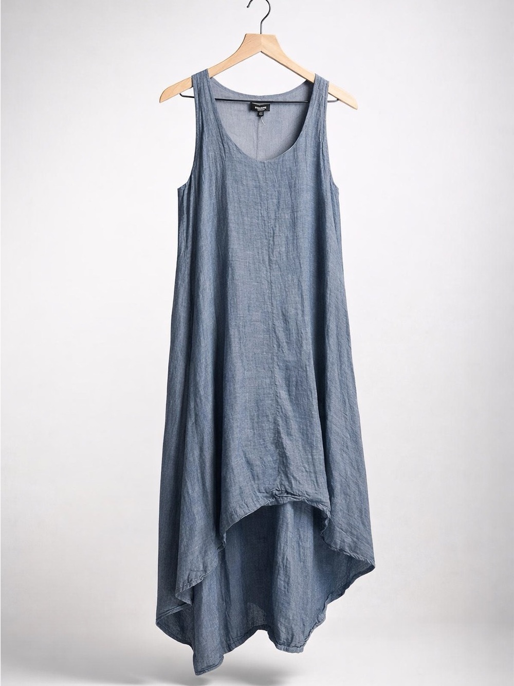 Premise Sleeveless Blue High-Low Linen Dress - Picture 4 of 9
